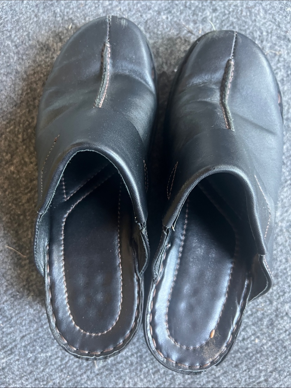 Josef Seibel Black Slip-On Clogs with Stitch Accent